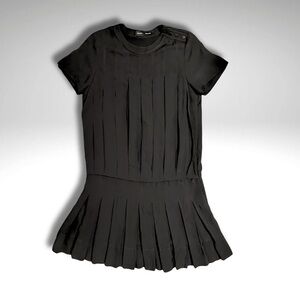 Proenza Schouler Silk Pleated Mini Dress Black Drop Waist Size 4
